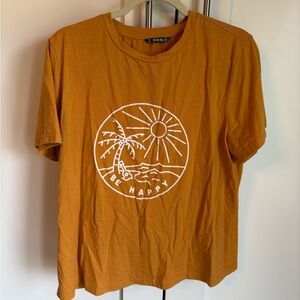 Shein Golden Yellow Tee Be Happy
